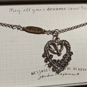 Antiqued Silver Heart Dove Necklace Sandra Magsamen